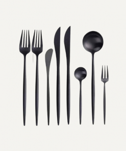 8er-Set Besteck, schwarz